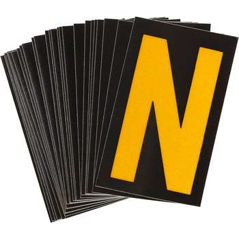 Picture of Brady Bradylite Yellow on Black Reflective Outdoor 5890-N Letter Label (Main product image)