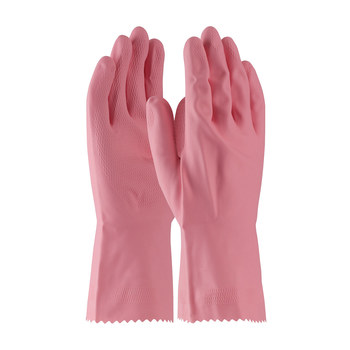 Picture of PIP Assurance 48-L185P Pink Medium Latex Unsupported Chemical-Resistant Gloves (Main product image)