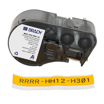 Picture of Brady PermaSleeve Black on Yellow Polyolefin Thermal Transfer M4C-375-7641-YL Low Smoke Zero Halogen Heat-Shrink Label (Main product image)