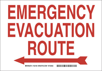 Picture of Brady B-120 Fiberglass Reinforced Polyester Rectangle White English Evacuation Route Sign part number 132157 (Main product image)