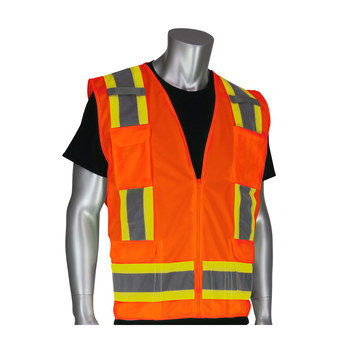 Picture of PIP 302-0500S Orange Medium Polyester Solid High-Visibility Vest (Main product image)