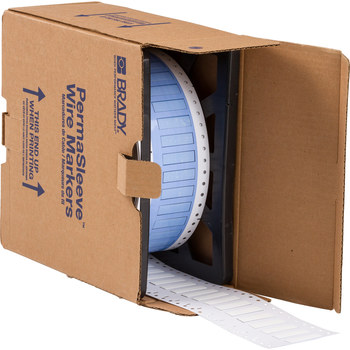 Picture of Brady Permasleeve White Heat-Shrinkable, Self-Extinguishing Polyolefin Thermal Transfer PS-250-150-WT Die-Cut Thermal Transfer Printer Sleeve (Main product image)
