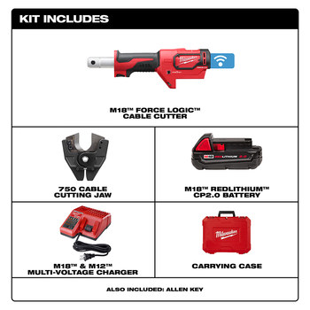 Milwaukee M18 FORCE LOGIC M18 REDLITHIUM Battery Cable Cutter, 2672-21