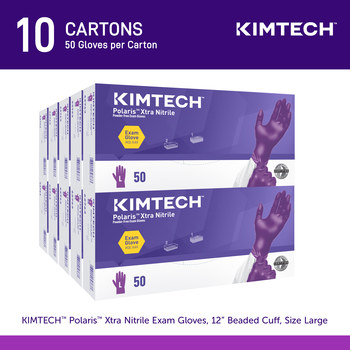 Ansell Kimtech Xtra Dark Magenta Large Exam Gloves - 12 in Length - Textured Fingers Finish - 5.9 mil Thick - 62763