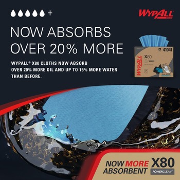 Kimberly-Clark WypAll PowerClean X80 Wiper 41041, Hydroknit, - 12.5 in x 16.8 in - Blue