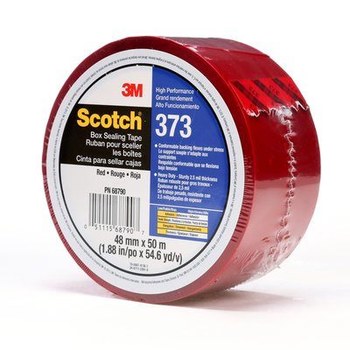 3M Scotch 373 Red Box Sealing Tape - 48 mm Width x 50 m Length - 2.5 mil Thick - 68790