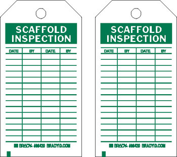 Picture of Brady Green on White Laminated, Metal Grommet, Write-On Polyester / Paper Scaffold 86501 Scaffold Tag (Main product image)