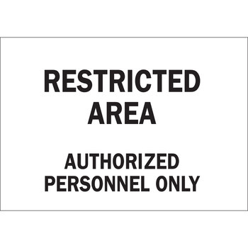 Picture of Brady B-302 Polyester Rectangle White English Restricted Area Sign part number 84279 (Main product image)