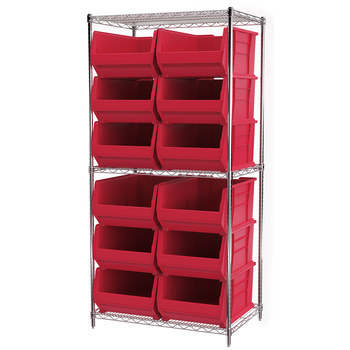 Picture of Akro-Mils AWS24360288 Akrobin 2000 lb Adjustable Red Chrome Steel Open Fixed Shelving System (Main product image)