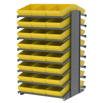 Picture of Akro-Mils APRD18118 1800 lb Yellow Gray Powder Coated Steel 16 ga Double Sided Fixed Rack (Main product image)