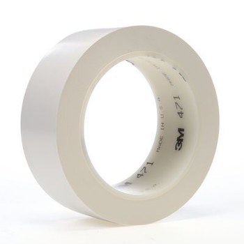 3M 471 White Marking Tape - 1 1/2 in Width x 36 yd Length - 5.2 mil Thick - 03137