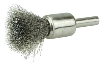 Weiler Stainless Steel Cup Brush - Shank Attachment - 1/2 in Diameter - 0.006 in Bristle Diameter - Cup Material: Nickel-Plated - 10370