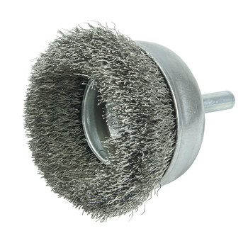 Weiler Stainless Steel Cup Brush - Unthreaded Stem Attachment - 2 in Diameter - 0.008 in Bristle Diameter - 14318