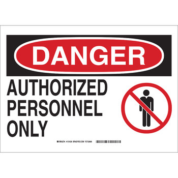 Picture of Brady B-401 High Impact Polystyrene Rectangle White English Restricted Area Sign part number 131633 (Main product image)