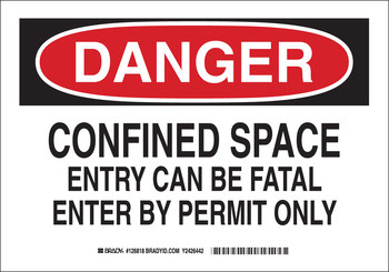 Picture of Brady B-302 Polyester Rectangle White English Confined Space Sign part number 126821 (Main product image)