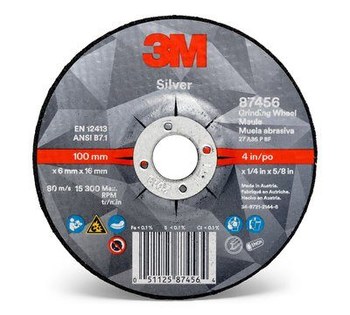 3M Silver Ceramic Depressed-Center Grinding Wheel - 4 in Diameter - 87456