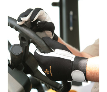 Picture of Impacto 403-30 RH Black/White Large Leather/Nylon/Spandex/Visco-Elastic Polymer Full Fingered Work Glove (Main product image)
