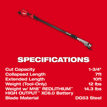 Milwaukee M18 Telescoping Pole Pruning Shears Kit 3008-21 - 14.3 lb - 3 in Blade