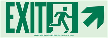Picture of Brady Bradyglo B-985 Polyester / Polystyrene Rectangle White English Exit Sign part number 114653 (Main product image)