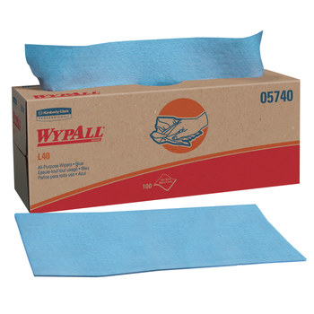 Kimberly-Clark Wypall L40 Wiper 05740, DRC, - 9.8 in x 16.4 in - Blue
