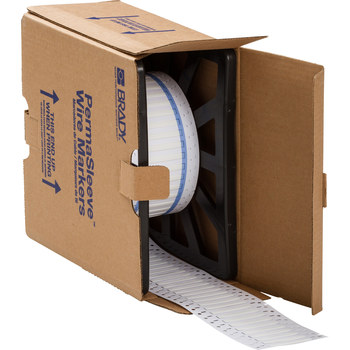 Picture of Brady Permasleeve White Heat-Shrinkable, Self-Extinguishing Polyolefin Thermal Transfer 3PS-125-2-WT-S Die-Cut Thermal Transfer Printer Sleeve (Main product image)