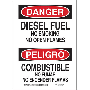Picture of Brady B-555 Aluminum Rectangle White English / Spanish Chemical Warning Sign part number 124013 (Main product image)