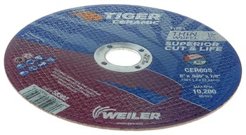 Weiler Tiger Ceramic Cutoff Wheel 58302 - Type 1 (Straight) - 6 in - Ceramic - 60