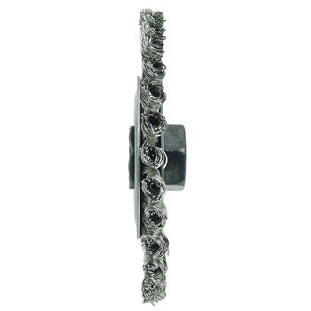 Weiler Roughneck 13132 Wheel Brush - 4 in Dia - Knotted - Stringer Bead Stainless Steel Bristle
