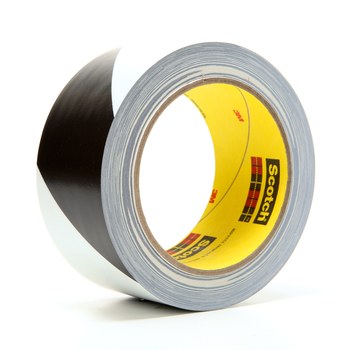 3M 5700 Black / White Marking Tape - Pattern/Text = Striped - 2 in Width x 36 yd Length - 5.4 mil Thick - 04367
