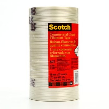 3M Scotch 7000123441 Clear Filament Strapping Tape - 18 mm Width x 55 m Length - 5 mil Thick - 86524