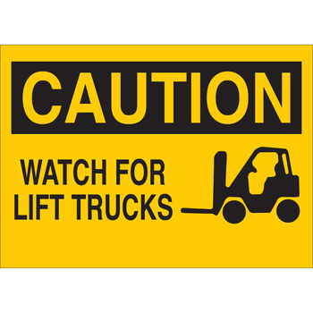 Picture of Brady B-401 Polystyrene Rectangle Yellow English Truck & Forklift Warehouse Traffic Sign part number 25906 (Main product image)