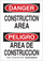 Brady B-555 Aluminum Rectangle White Construction Site Sign - 7 in Width x 10 in Height - Language English / Spanish - 125157