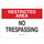 Brady B-401 High Impact Polystyrene Rectangle White No Trespassing Sign - 14 in Width x 10 in Height - 95473