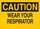 Brady B-555 Aluminum Rectangle Yellow Respirator Sign - 10 in Width x 7 in Height - 42785