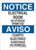 Brady B-401 Polystyrene Rectangle White Electrical Safety Sign - 10 in Width x 14 in Height - Language English / Spanish - 124999